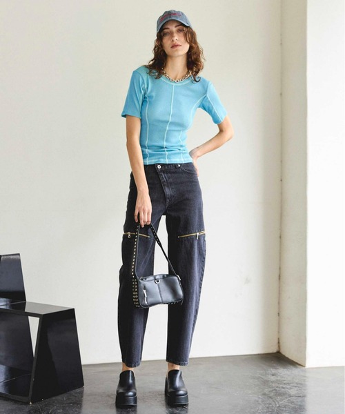 tシャツ Bicolor Stitch Rib T-shirt/バイカラーステッチリブTシャツ「MAISON SPECIAL/メゾンスペシャル」 レデ Bicolor Stitch Rib T-shirt