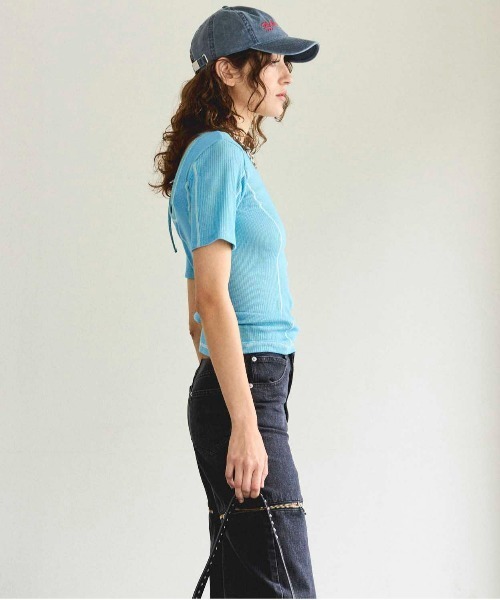Bicolor Stitch Rib T-shirt/バイカラーステッチリブTシャツ