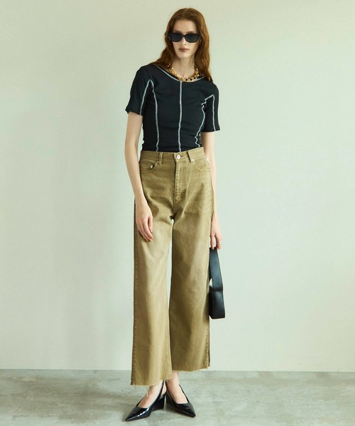 Bicolor Stitch Rib T-shirt/バイカラーステッチリブTシャツ