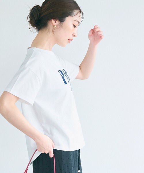 coca(coca)(コカ)の「テールカットロゴTシャツ(Tシャツ/カットソー・レディース・アイボリー/ライトブルー/マスタード/ネイビー・S/M/L)」の8枚目の写真