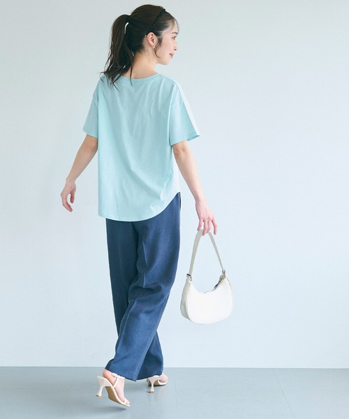 coca(coca)(コカ)の「テールカットロゴTシャツ(Tシャツ/カットソー・レディース・アイボリー/ライトブルー/マスタード/ネイビー・S/M/L)」の14枚目の写真