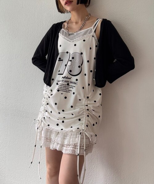 w closet（ダブルクローゼット）の「ドットロゴキャミワンピース（チュニック・レディース・ブラック/オフホワイト・FREE）」の4枚目の写真