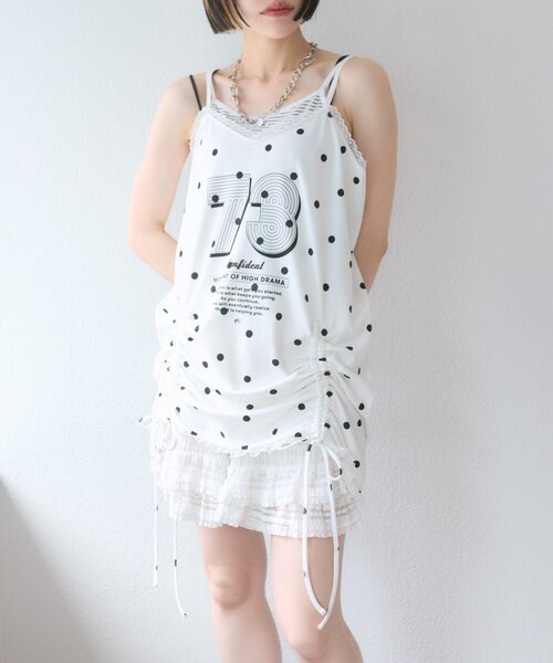 w closet（ダブルクローゼット）の「ドットロゴキャミワンピース（チュニック・レディース・ブラック/オフホワイト・FREE）」の5枚目の写真