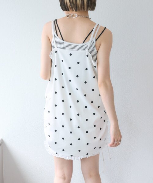 w closet（ダブルクローゼット）の「ドットロゴキャミワンピース（チュニック・レディース・ブラック/オフホワイト・FREE）」の9枚目の写真