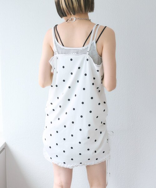 w closet（ダブルクローゼット）の「ドットロゴキャミワンピース（チュニック・レディース・ブラック/オフホワイト・FREE）」の10枚目の写真