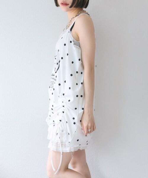 w closet（ダブルクローゼット）の「ドットロゴキャミワンピース（チュニック・レディース・ブラック/オフホワイト・FREE）」の11枚目の写真