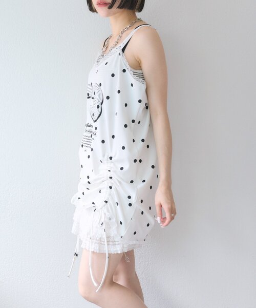 w closet（ダブルクローゼット）の「ドットロゴキャミワンピース（チュニック・レディース・ブラック/オフホワイト・FREE）」の12枚目の写真