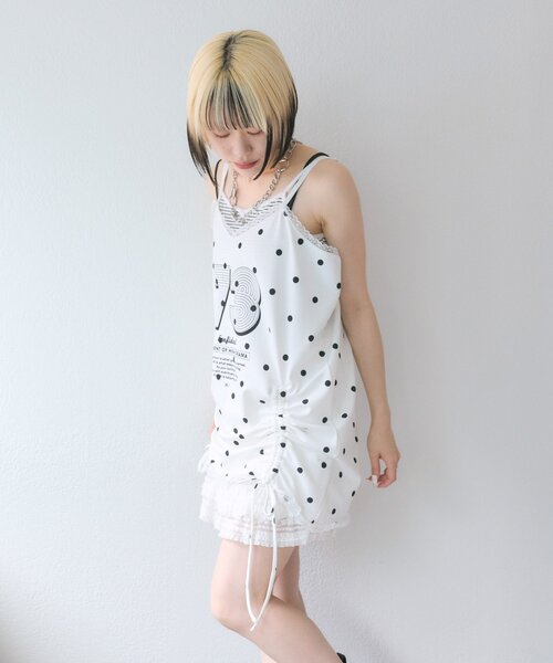 w closet（ダブルクローゼット）の「ドットロゴキャミワンピース（チュニック・レディース・ブラック/オフホワイト・FREE）」の13枚目の写真