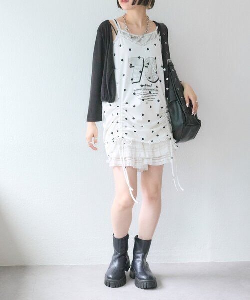 w closet（ダブルクローゼット）の「ドットロゴキャミワンピース（チュニック・レディース・ブラック/オフホワイト・FREE）」の19枚目の写真