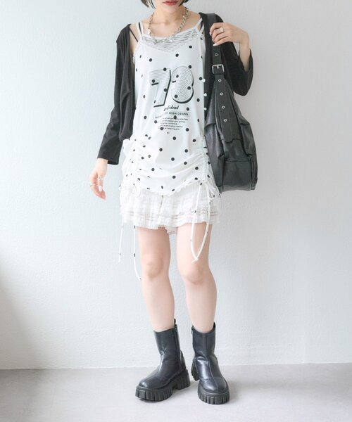 w closet（ダブルクローゼット）の「ドットロゴキャミワンピース（チュニック・レディース・ブラック/オフホワイト・FREE）」の20枚目の写真