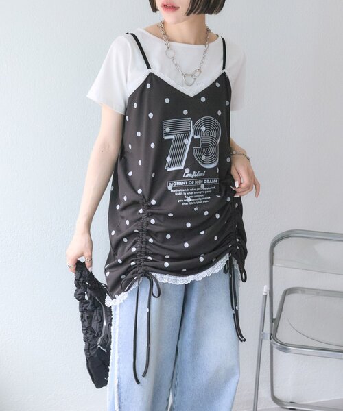 w closet（ダブルクローゼット）の「ドットロゴキャミワンピース（チュニック・レディース・ブラック/オフホワイト・FREE）」の22枚目の写真