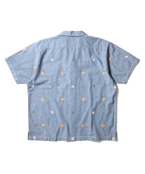 HOUSTON(ヒューストン)の「HOUSTON CHAMBRAY ALLOVER EMB S/S SHIRT(シャツ/ブラウス・メンズ・ダークインディゴブルー・M/L/XL)」の3枚目の写真