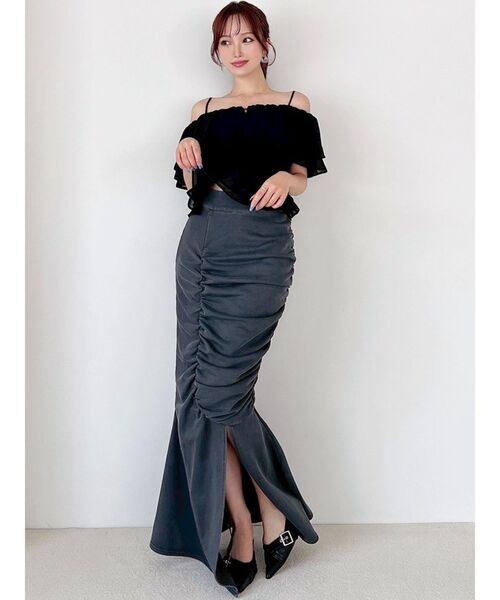 RESEXXY(リゼクシー)の「ギャザーマーメイドスカート【セットアップ着用可能】(スカート・レディース・ライトグレー/チャコールグレー/ブラック・FREE)」の10枚目の写真