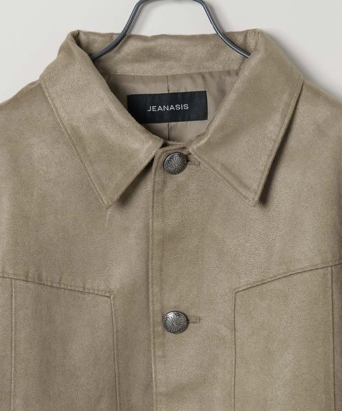 JEANASIS（ジーナシス）の「ステッチスエードジャケット/496853（ブルゾン・レディース・ブラウン/グレイッシュベージュ・FREE）」の4枚目の写真