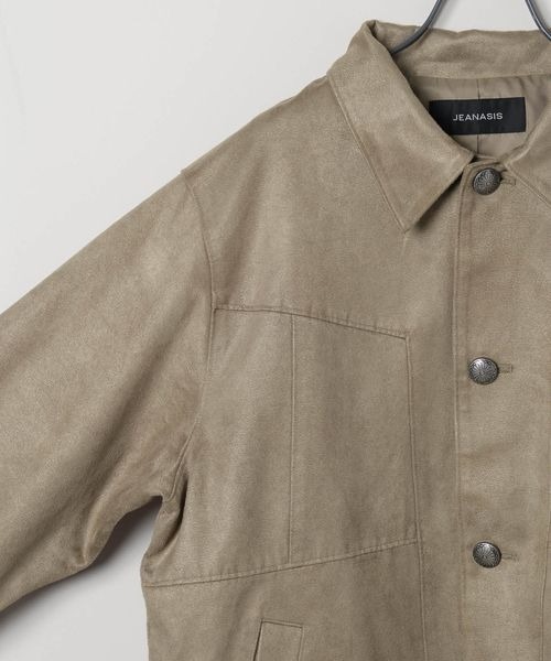 JEANASIS（ジーナシス）の「ステッチスエードジャケット/496853（ブルゾン・レディース・ブラウン/グレイッシュベージュ・FREE）」の5枚目の写真