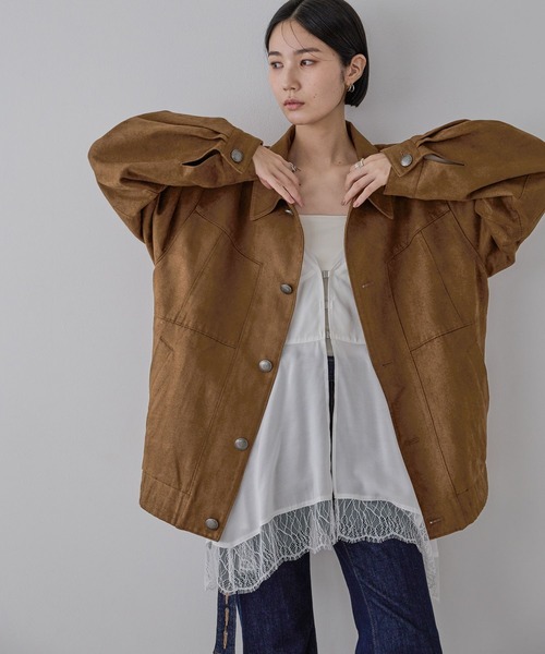 セール】ステッチスエードジャケット/496853（ブルゾン）｜JEANASIS