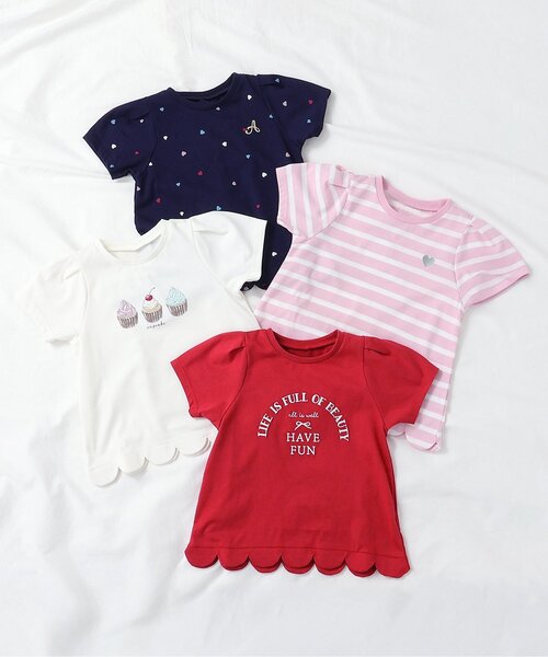 apres les cours（アプレレクール）の「【接触冷感/ジュニア対応】裾スカラップアソートTシャツ（Tシャツ/カットソー・キッズ・その他2/アイボリー/ネイビー/レッド・110/100/90/140/130/80/120）」の9枚目の写真