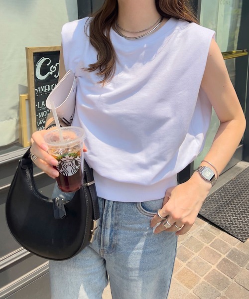 KOBE LETTUCE（コウベレタス）の「フレンチスリーブスウエットトップス（スウェット・レディース・オフホワイト/杢グレー・M）」の3枚目の写真