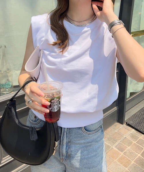 KOBE LETTUCE（コウベレタス）の「フレンチスリーブスウエットトップス（スウェット・レディース・オフホワイト/杢グレー・M）」の4枚目の写真