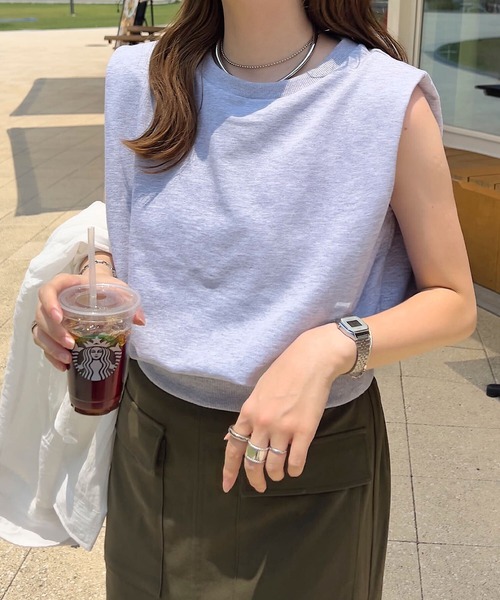 KOBE LETTUCE（コウベレタス）の「フレンチスリーブスウエットトップス（スウェット・レディース・オフホワイト/杢グレー・M）」の9枚目の写真