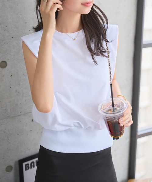 KOBE LETTUCE（コウベレタス）の「フレンチスリーブスウエットトップス（スウェット・レディース・オフホワイト/杢グレー・M）」の7枚目の写真