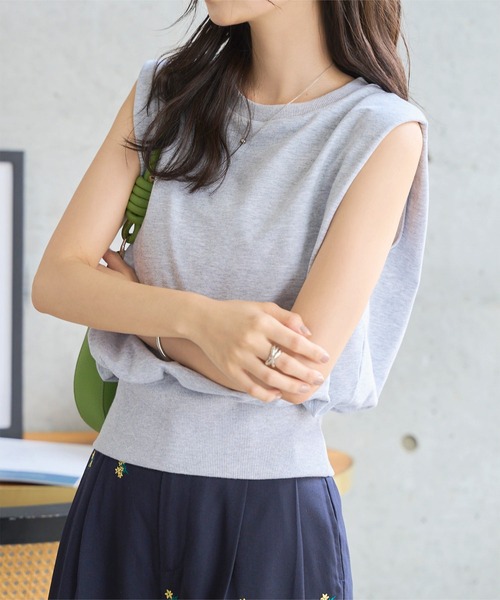 KOBE LETTUCE（コウベレタス）の「フレンチスリーブスウエットトップス（スウェット・レディース・オフホワイト/杢グレー・M）」の13枚目の写真