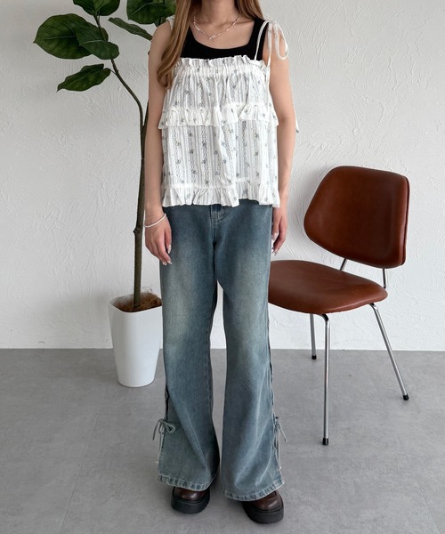 kutir（クティール）の「2way 小花柄リボンフリルビスチェ（その他トップス・レディース・アイボリー/オフホワイト/ライトグリーン・FREE）」の12枚目の写真