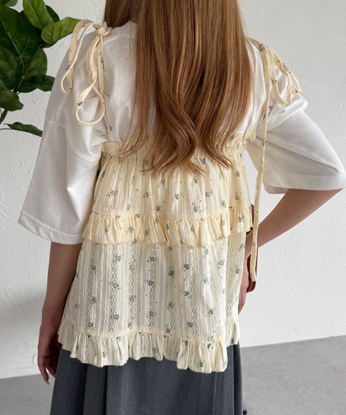 kutir（クティール）の「2way 小花柄リボンフリルビスチェ（その他トップス・レディース・アイボリー/オフホワイト/ライトグリーン・FREE）」の20枚目の写真