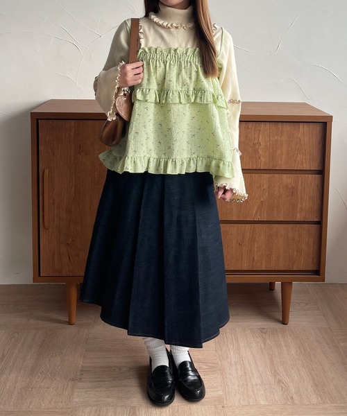 kutir（クティール）の「2way 小花柄リボンフリルビスチェ（その他トップス・レディース・アイボリー/オフホワイト/ライトグリーン・FREE）」の6枚目の写真