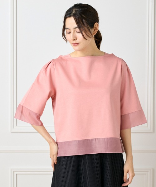 I.T.'S international(イッツインターナショナル)の「32Gスーピマポンチ シアー切替えプルオーバー(Tシャツ/カットソー・レディース・その他/グレー/ブルー/ピンク/ネイビー/グレイッシュブルー/ブラック/サンドグレー・フリー)」の7枚目の写真