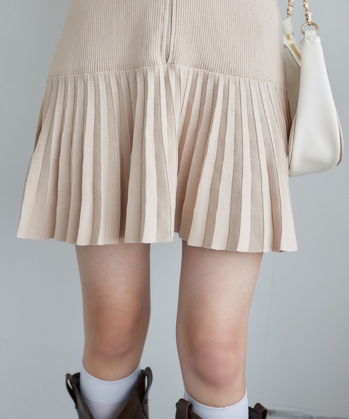 ブラウンリブ編みラップスタイルミニワンピース セール】2PIECE CUT ミニワンピース（ワンピース）｜LAGUA GEM