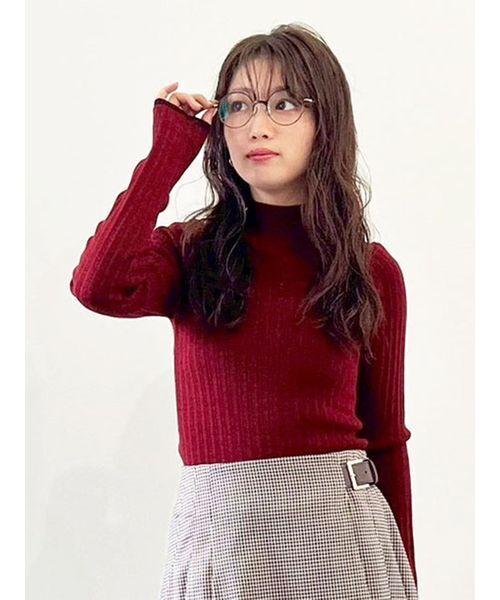 LILY BROWN(リリーブラウン)の「ランダムリブラメニットトップス(ニット/セーター・レディース・レッド/ピンク/ミント/グレー/ブラック・F)」の5枚目の写真