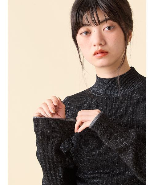 LILY BROWN(リリーブラウン)の「ランダムリブラメニットトップス(ニット/セーター・レディース・レッド/ピンク/ミント/グレー/ブラック・F)」の14枚目の写真