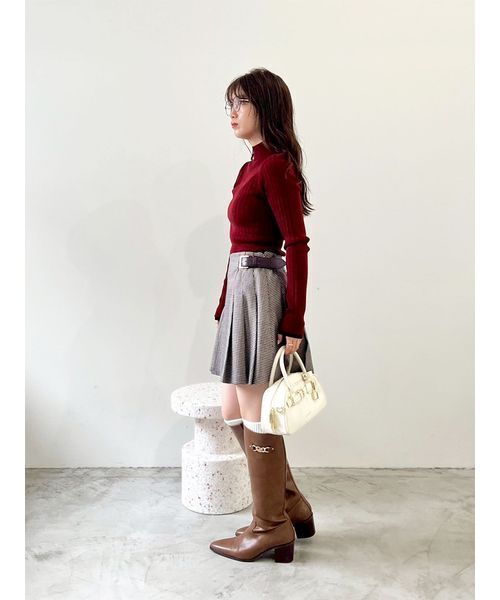 LILY BROWN(リリーブラウン)の「ランダムリブラメニットトップス(ニット/セーター・レディース・レッド/ピンク/ミント/グレー/ブラック・F)」の17枚目の写真