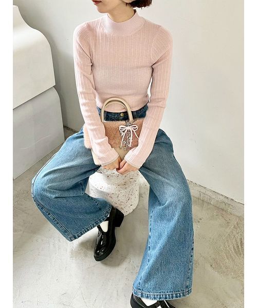 LILY BROWN(リリーブラウン)の「ランダムリブラメニットトップス(ニット/セーター・レディース・レッド/ピンク/ミント/グレー/ブラック・F)」の20枚目の写真