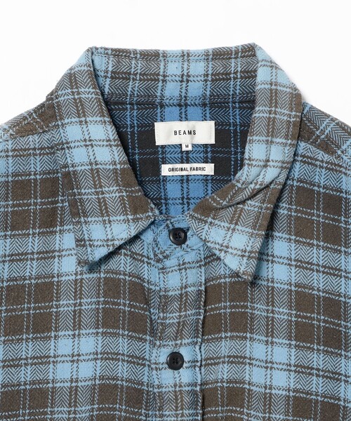 BEAMS（ビームス）の「ワイドフィット フェード チェックシャツ（シャツ/ブラウス・メンズ・ブルー/ベージュ・M/S/XL/L）」の13枚目の写真