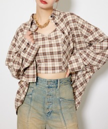 フロントショートチェックシャツ 秋服