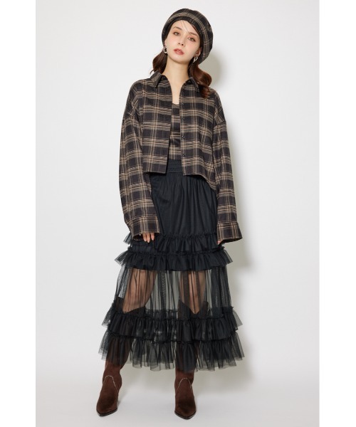 SET販売【rienda】フロントショートチェックシャツ フロントショートチェックシャツ 秋服（シャツ/ブラウス）｜rienda