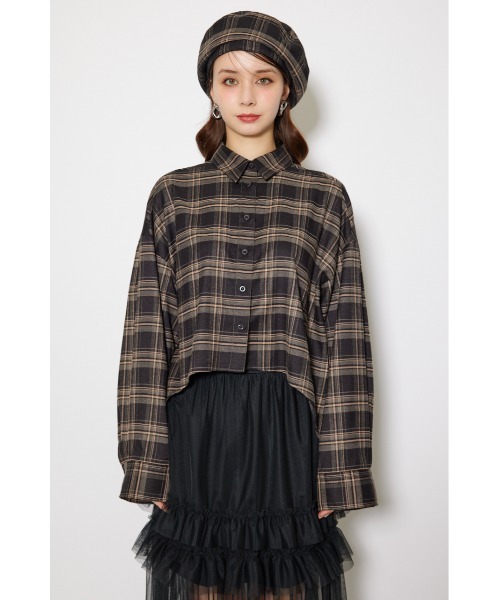 rienda(リエンダ)の「フロントショートチェックシャツ 秋服(シャツ/ブラウス・レディース・ブラック/ベージュ・FREE)」の10枚目の写真
