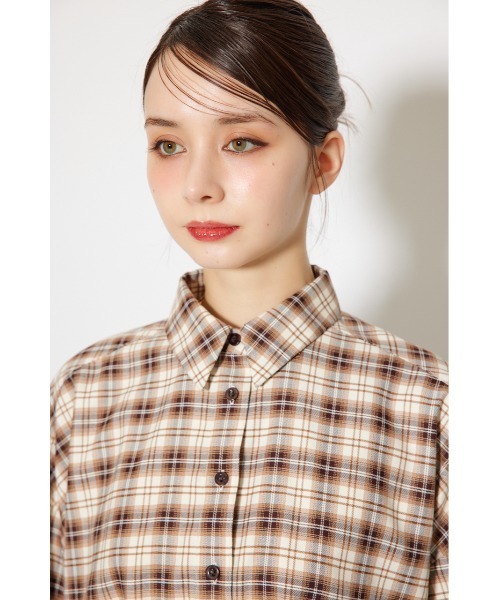 rienda(リエンダ)の「フロントショートチェックシャツ 秋服(シャツ/ブラウス・レディース・ブラック/ベージュ・FREE)」の21枚目の写真