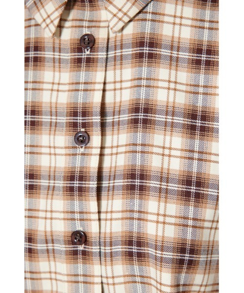 セール】フロントショートチェックシャツ 秋服（シャツ/ブラウス
