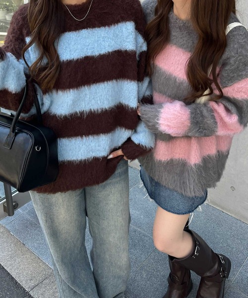 【美品】PEARLY GATES ウールニットセーター 千鳥孔子 ボーダー柄 1 美品】PEARLY GATES ウールニットセーター 千鳥孔子 ボーダー柄