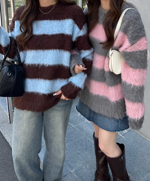 nelliy.（ネルリー）の「ボーダーシャギールーズニット（ニット/セーター・レディース・ブラウン/グレー・FREE）」の19枚目の写真