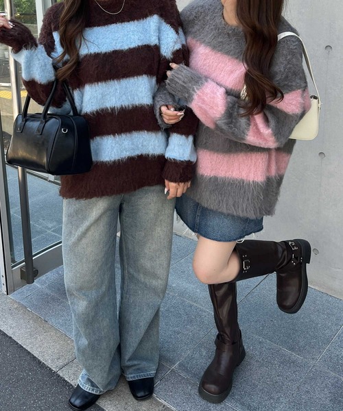 nelliy.（ネルリー）の「ボーダーシャギールーズニット（ニット/セーター・レディース・ブラウン/グレー・FREE）」の20枚目の写真