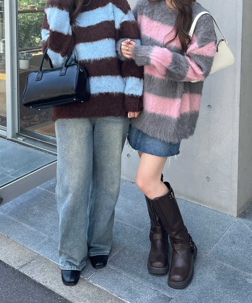 nelliy.（ネルリー）の「ボーダーシャギールーズニット（ニット/セーター・レディース・ブラウン/グレー・FREE）」の21枚目の写真