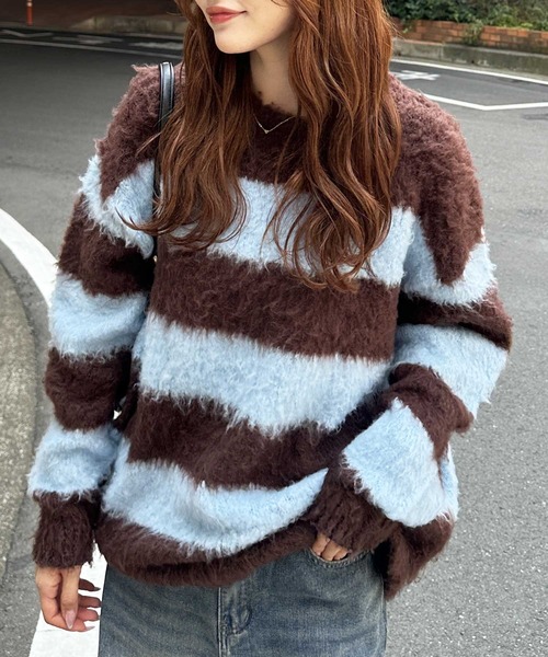 Hauls はうるず もけもけボーダーニット ♡♡ Hauls もけも