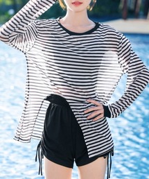 ReRe（リリ）の「ストライプラッシュガード&タンキニ（水着・レディース）」