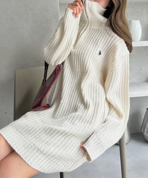 U.S. POLO ASSN.(ユーエスポロアッスン)の「【Ada.別注 U.S. POLO ASSN】セーラーカラー 畦編み ニット チュニック ミニワンピ(ワンピース・レディース・アイボリー/ブラック/ベージュ/ピンク・FREE)」の13枚目の写真