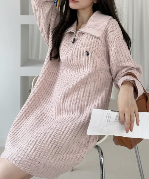 U.S. POLO ASSN.(ユーエスポロアッスン)の「【Ada.別注 U.S. POLO ASSN】セーラーカラー 畦編み ニット チュニック ミニワンピ(ワンピース・レディース・アイボリー/ブラック/ベージュ/ピンク・FREE)」の20枚目の写真