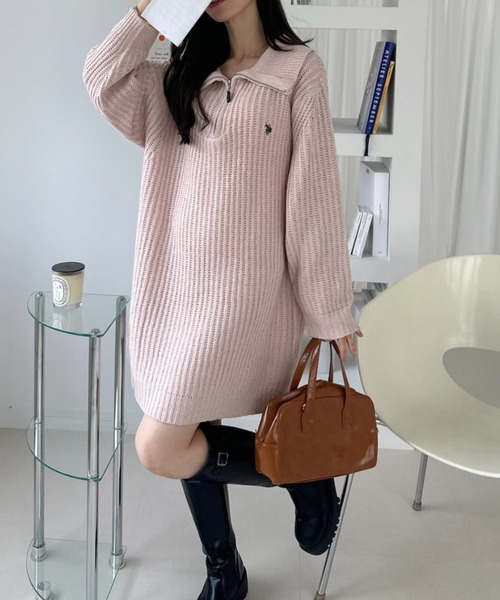 U.S. POLO ASSN.(ユーエスポロアッスン)の「【Ada.別注 U.S. POLO ASSN】セーラーカラー 畦編み ニット チュニック ミニワンピ(ワンピース・レディース・アイボリー/ブラック/ベージュ/ピンク・FREE)」の19枚目の写真